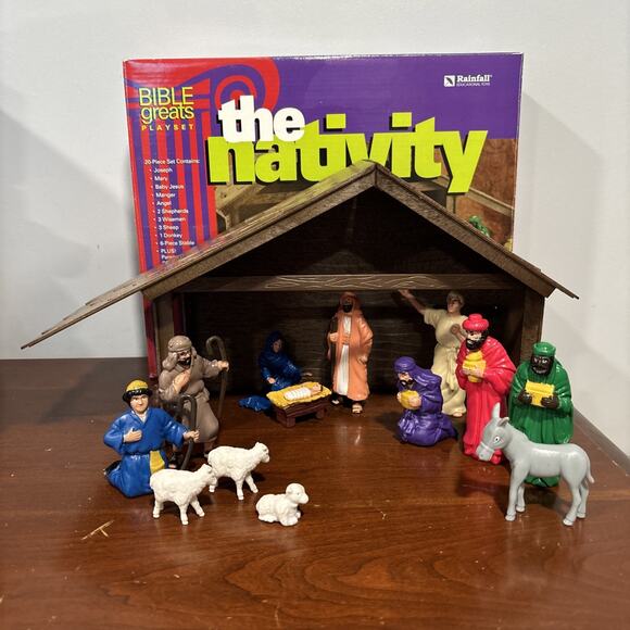 Rainfall Bible Greats Playset The Nativity 20 Pc 1997 Religious Educational Toy - Picture 1 of 7